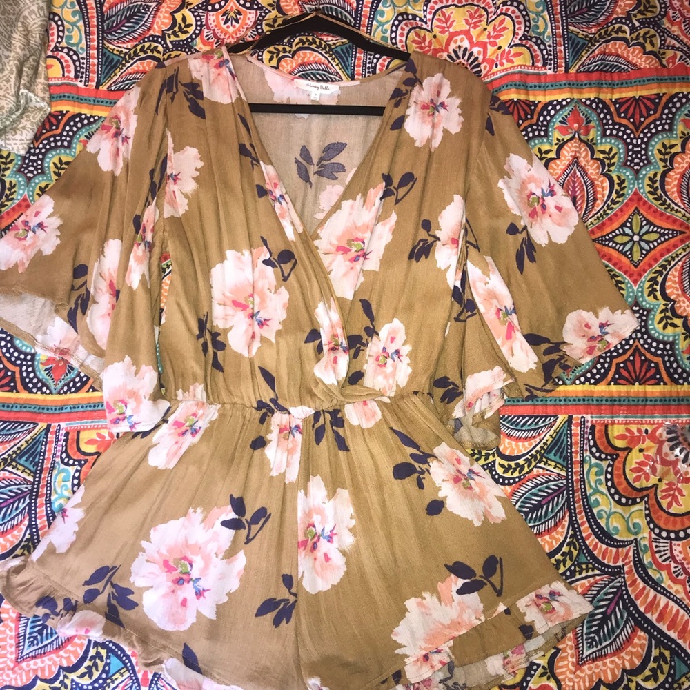 Medium deep V floral romper